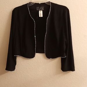 ALEX EVENINGS Cocktail Formal Wedding Prom Size 14 Black Color CZ trim